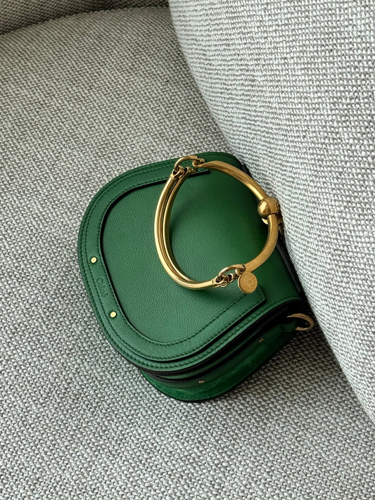 Chloé Marcie Small Leather Saddle Crossbody Bag Green