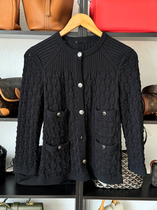 Chanel Black Textured Knit Cardigan