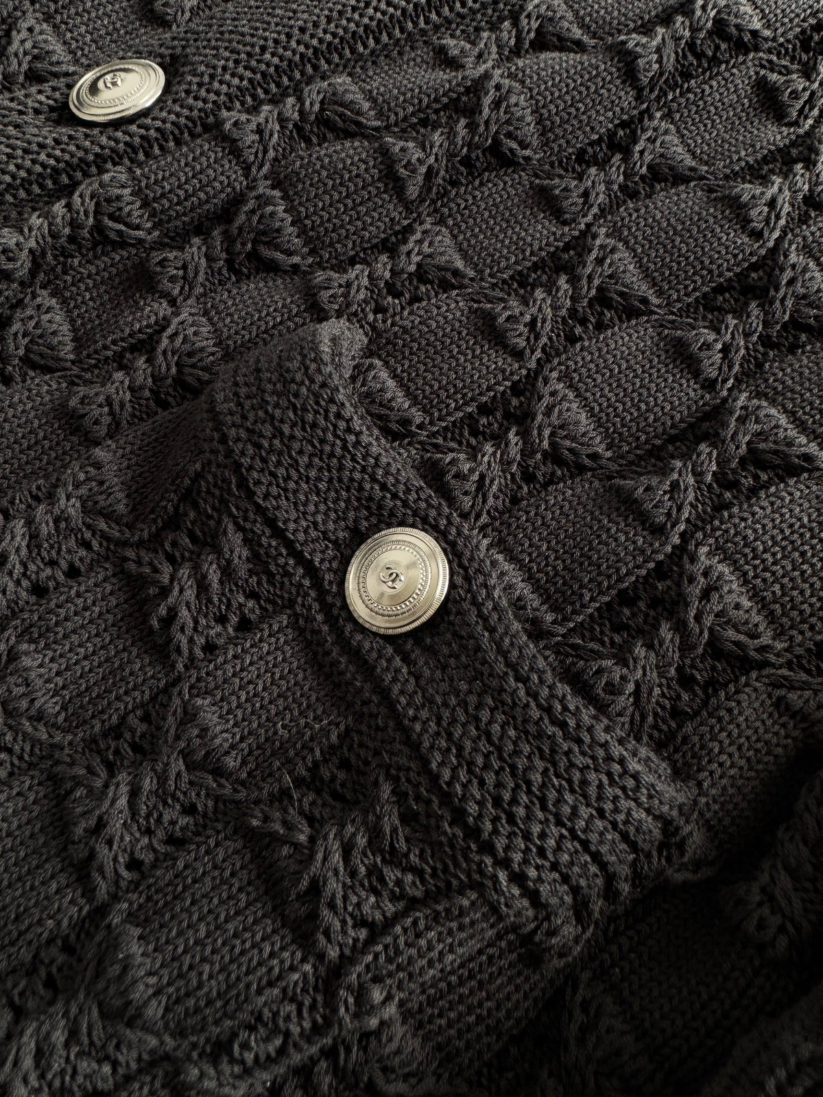Chanel Black Textured Knit Cardigan