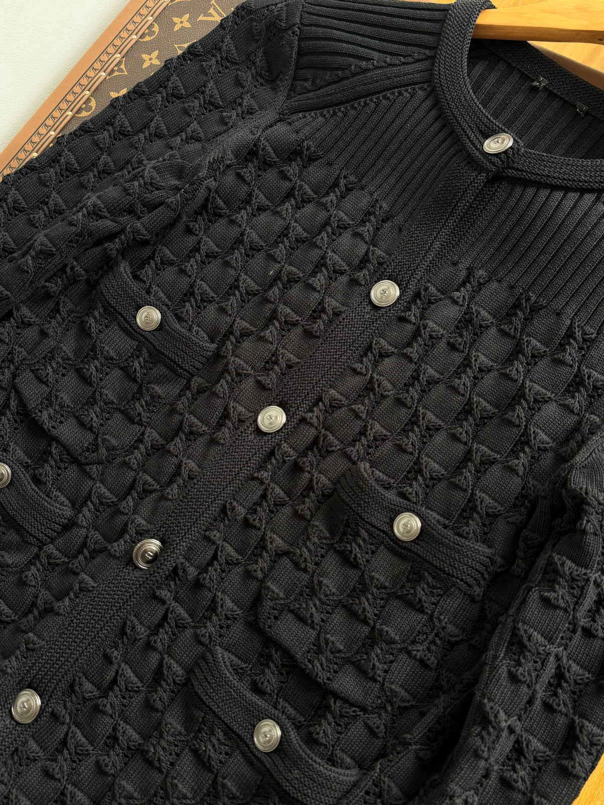 Chanel Black Textured Knit Cardigan