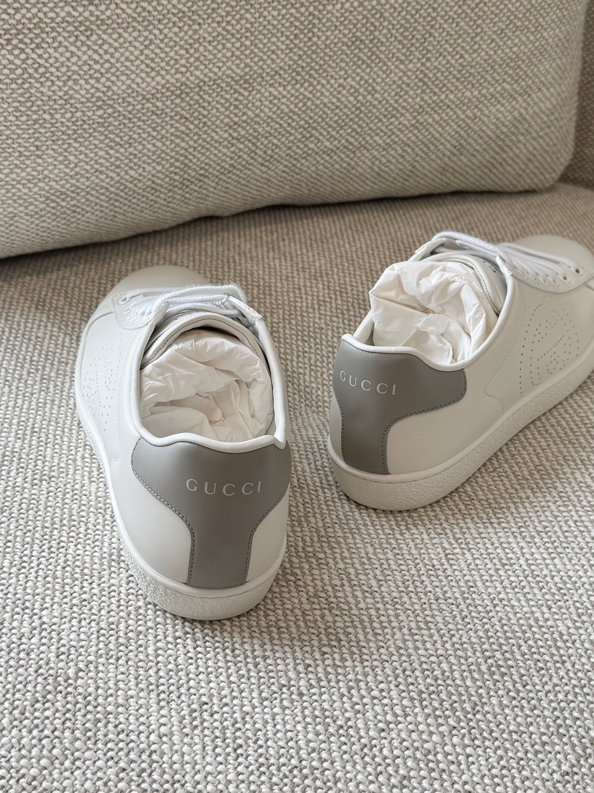 Gucci Ace Leather Sneakers White / Grey