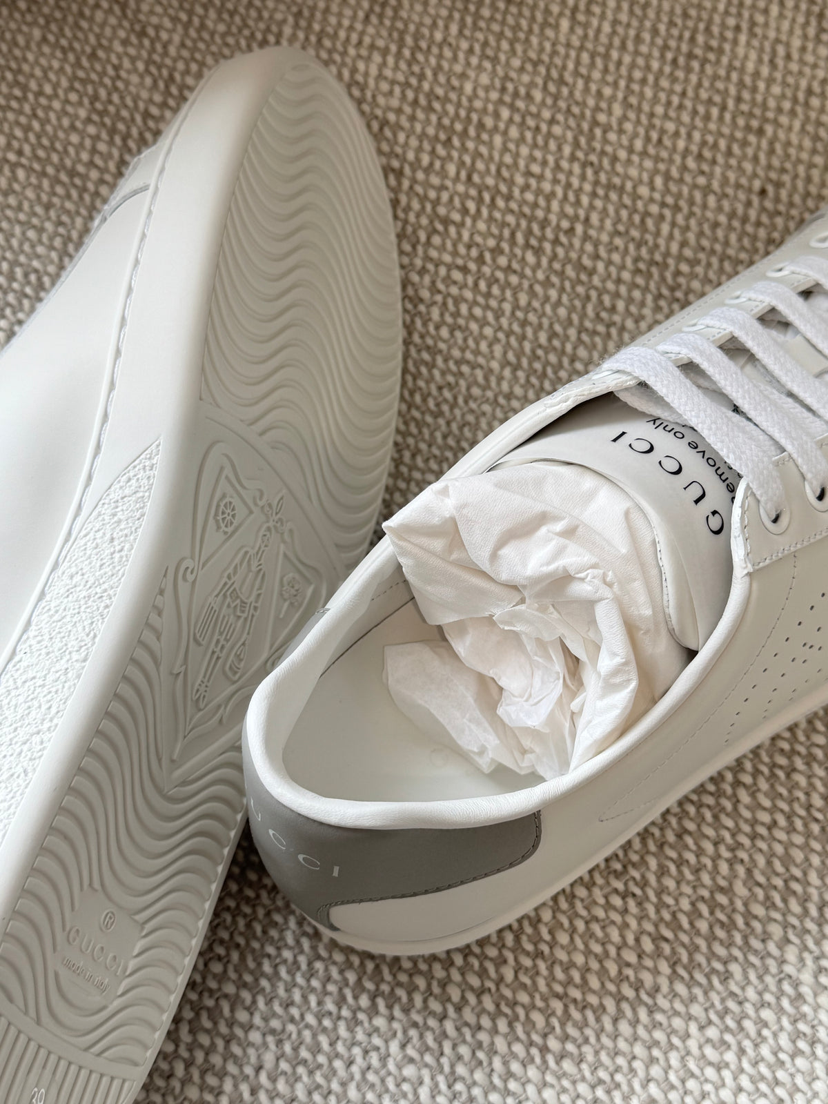 Gucci Ace Leather Sneakers White / Grey