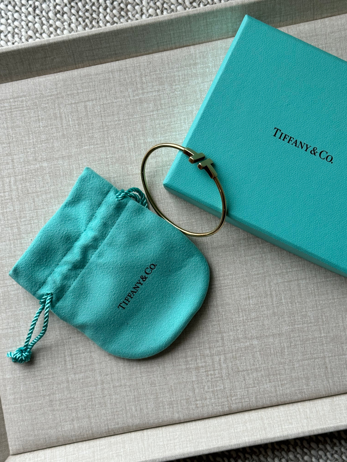 Tiffany & Co. T Wire Bracelet 18K Yellow Gold