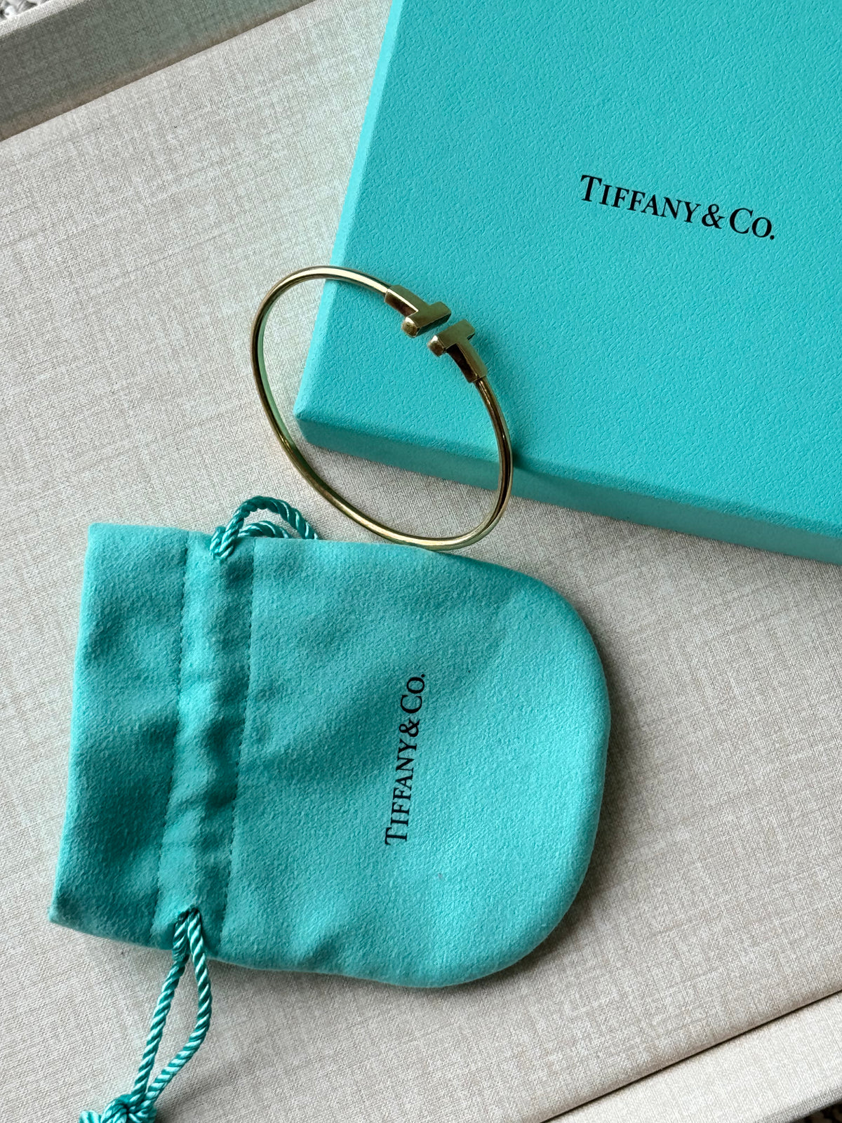 Tiffany & Co. T Wire Bracelet 18K Yellow Gold
