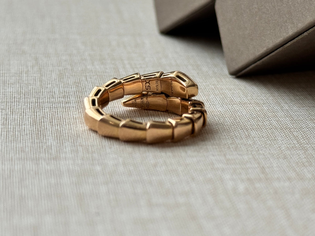 Bvlgari Serpenti Viper Ring 18K Rose Gold Size XS