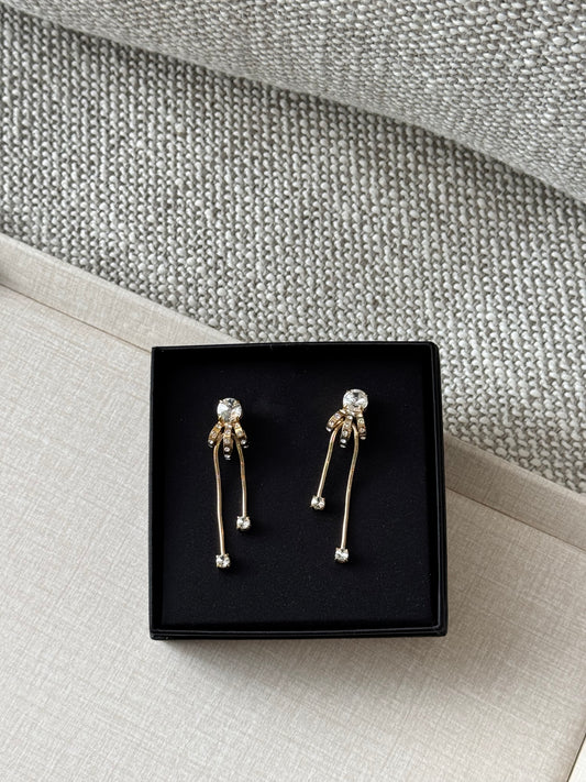 Miu Miu Crystal Fringe Drop Earrings – Gold Tone, Unworn