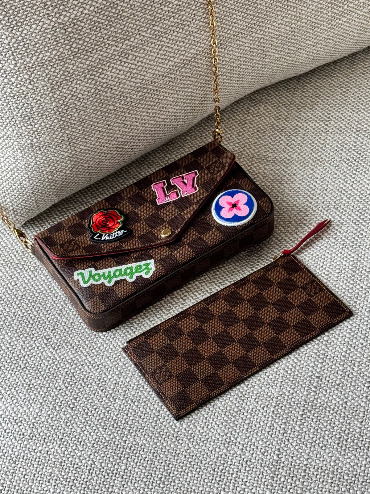 Louis Vuitton Pochette Félicie World Tour Damier Ebene Wallet on Chain