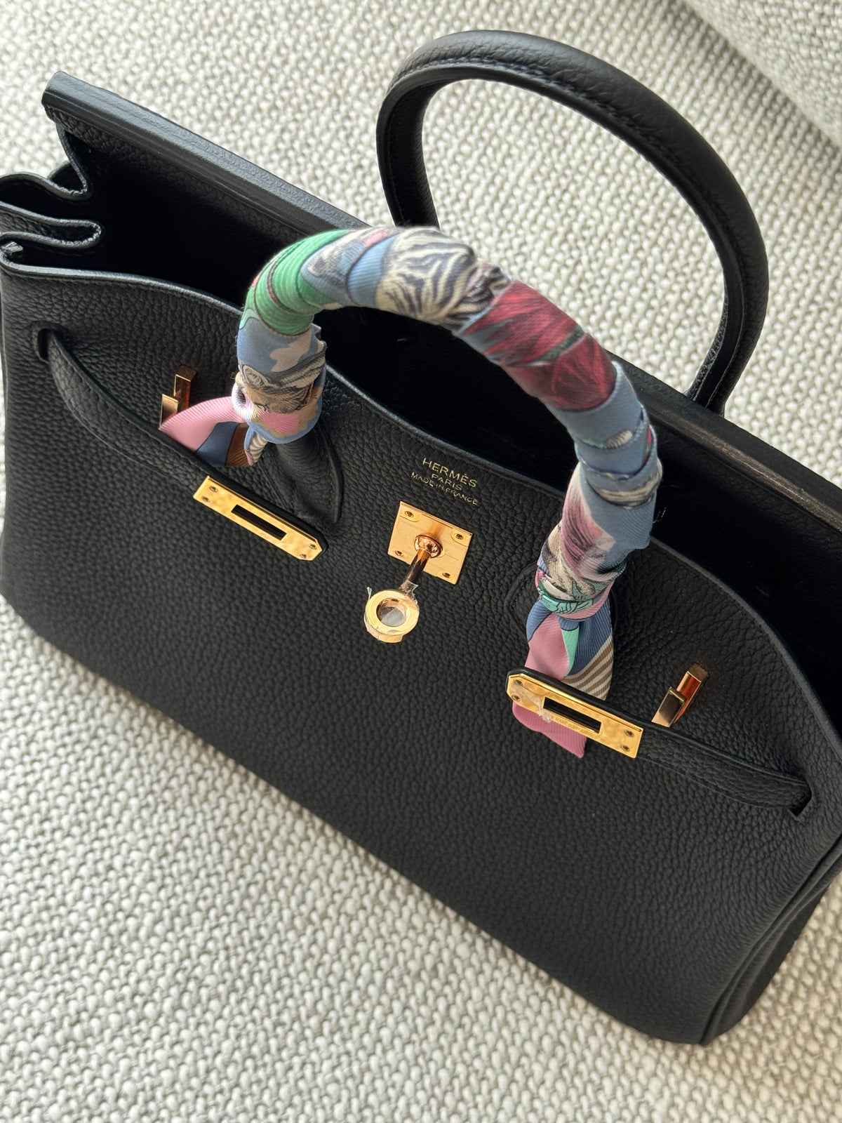 Hermès Birkin 25 Noir Togo Leather Rose Gold Hardware Z Stamp