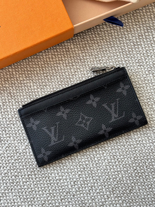 Louis Vuitton Monogram Eclipse Card Holder Wallet with Zip Pocket