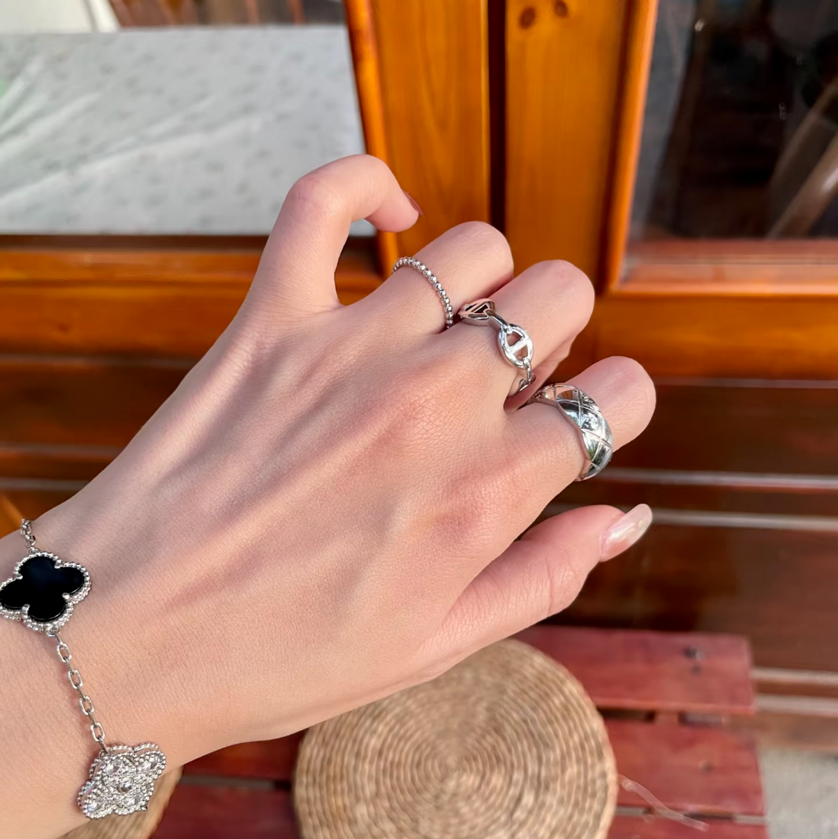 Hermès Farandole Ring 925 Sterling Silver Size 55