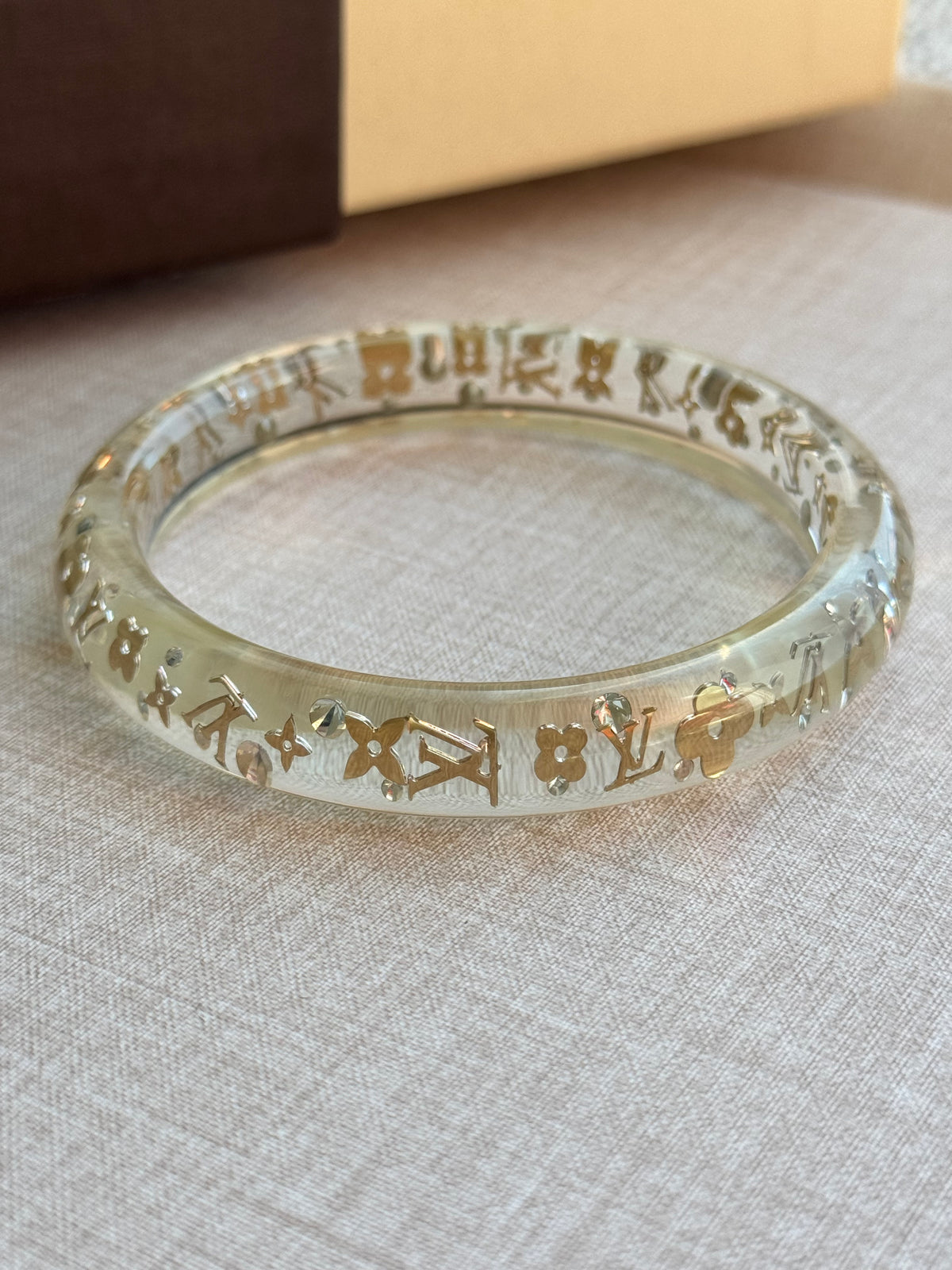 Louis Vuitton Limited Edition Resin Monogram Bracelet – Gold Logo, 5.5cm