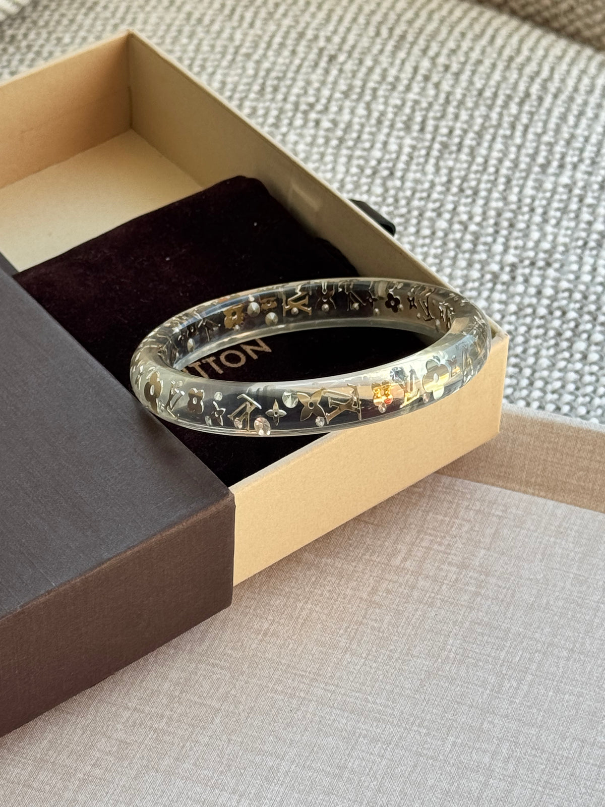 Louis Vuitton Limited Edition Resin Monogram Bracelet – Gold Logo, 5.5cm