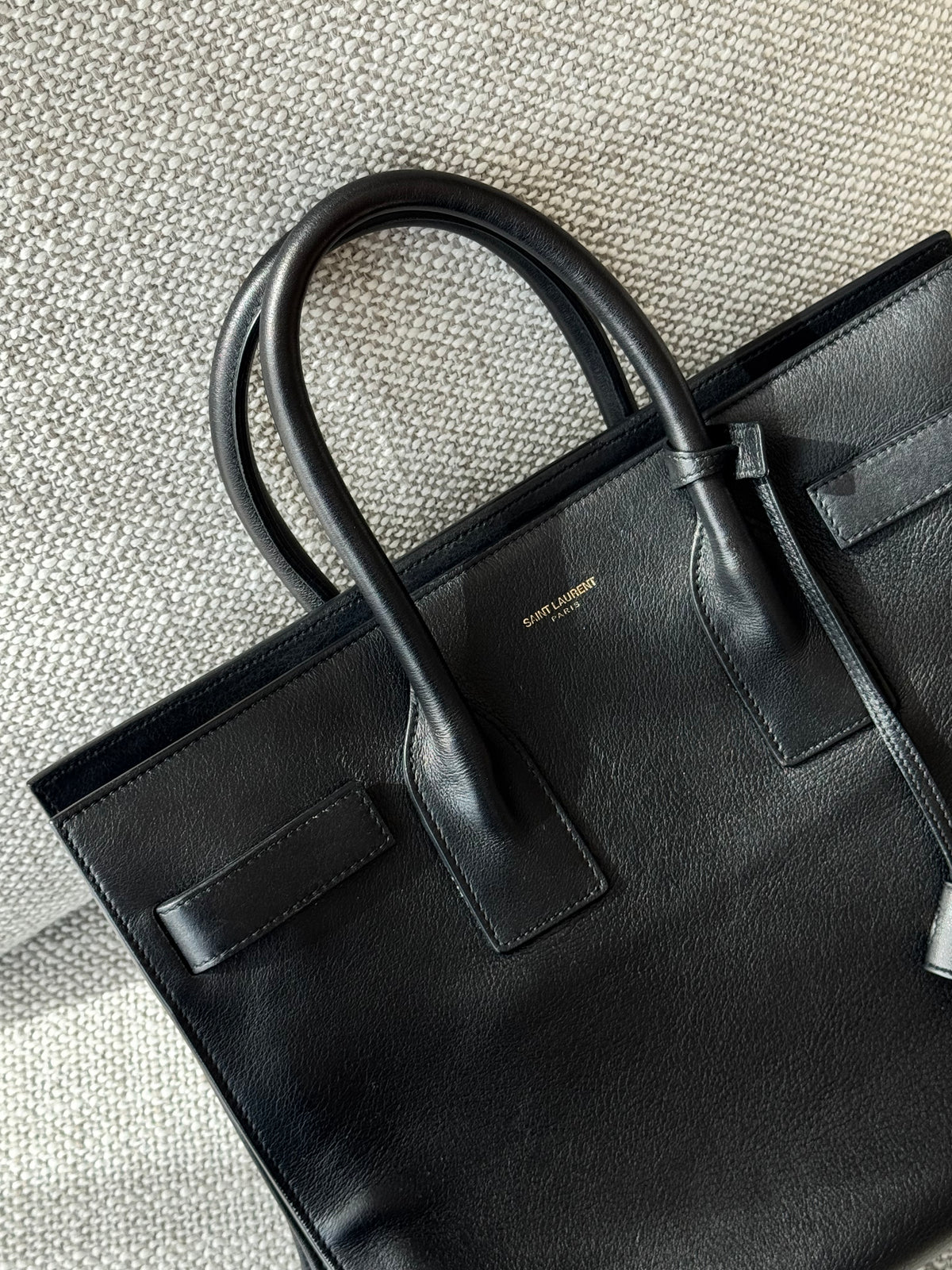 Saint Laurent Sac de Jour – Black Leather Top Handle Bag