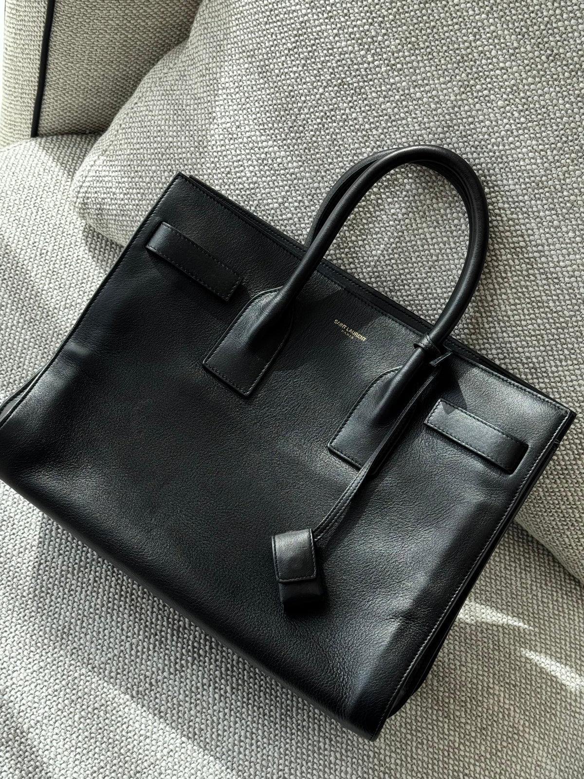 Saint Laurent Sac de Jour – Black Leather Top Handle Bag