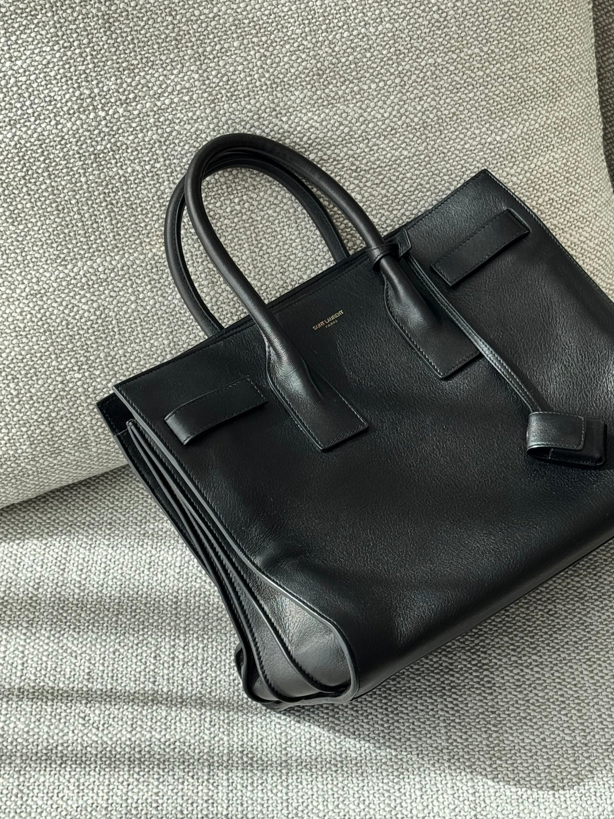 Saint Laurent Sac de Jour – Black Leather Top Handle Bag