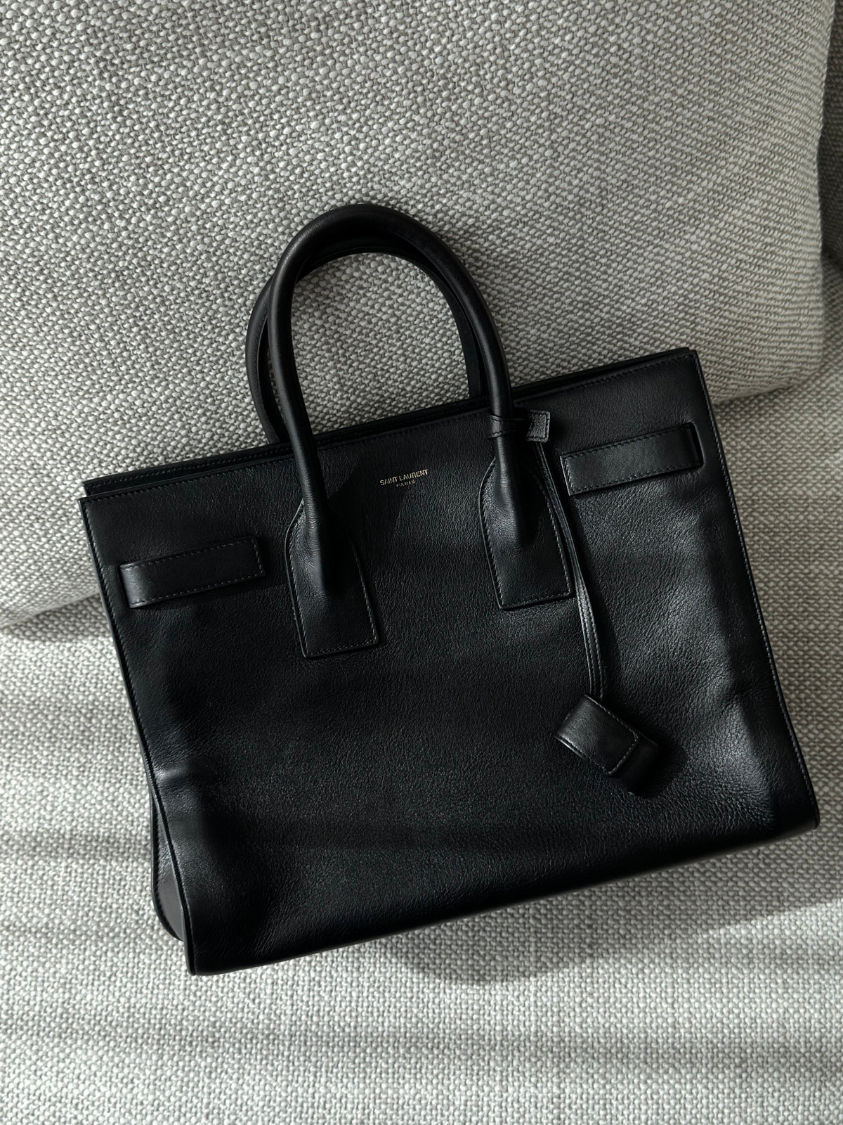 Saint Laurent Sac de Jour – Black Leather Top Handle Bag