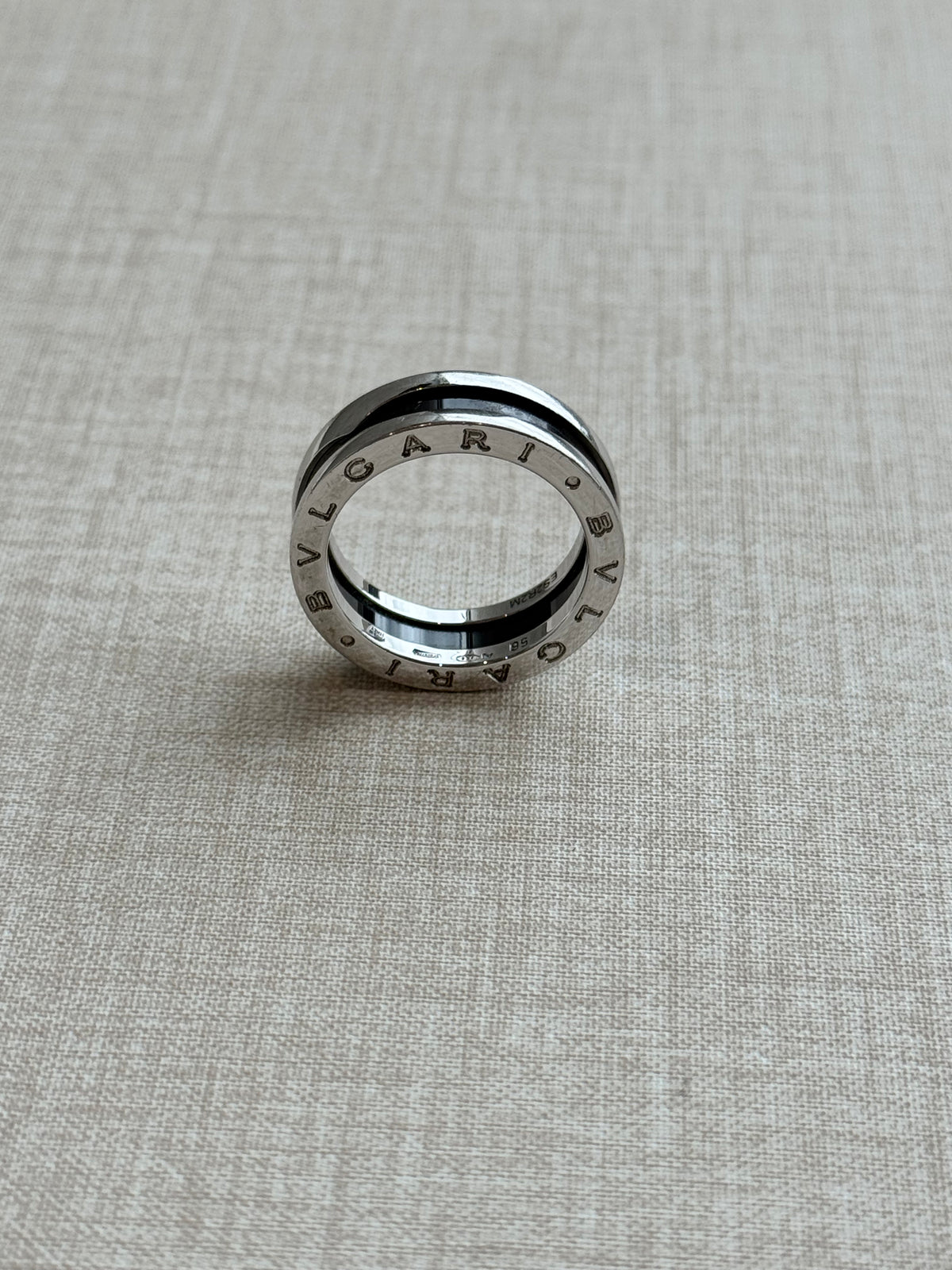 Bvlgari Save the Children Ring Sterling Silver & Black Ceramic Size 56