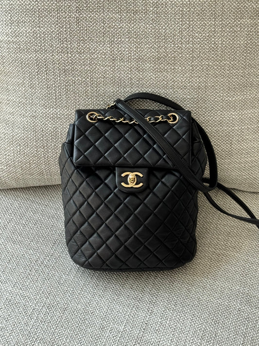 Chanel Quilted Backpack – Black Leather with Silver-Tone Hardware