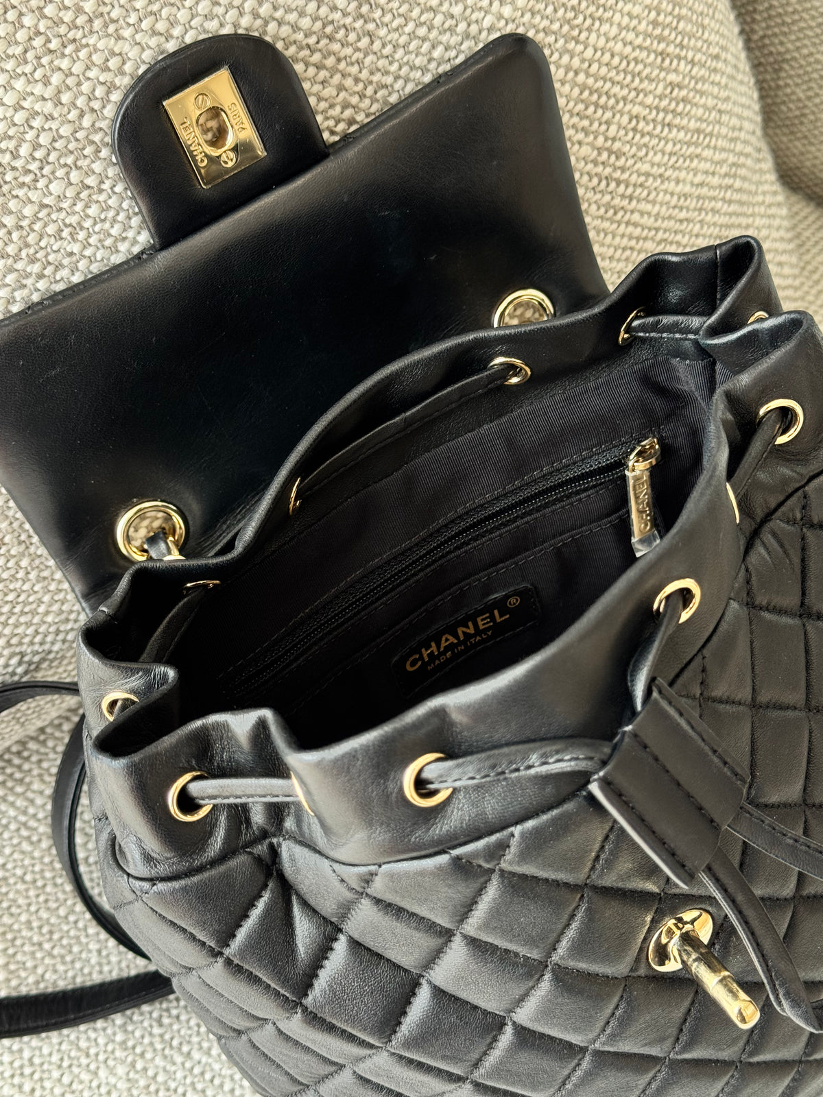 Chanel Quilted Backpack – Black Leather with Silver-Tone Hardware