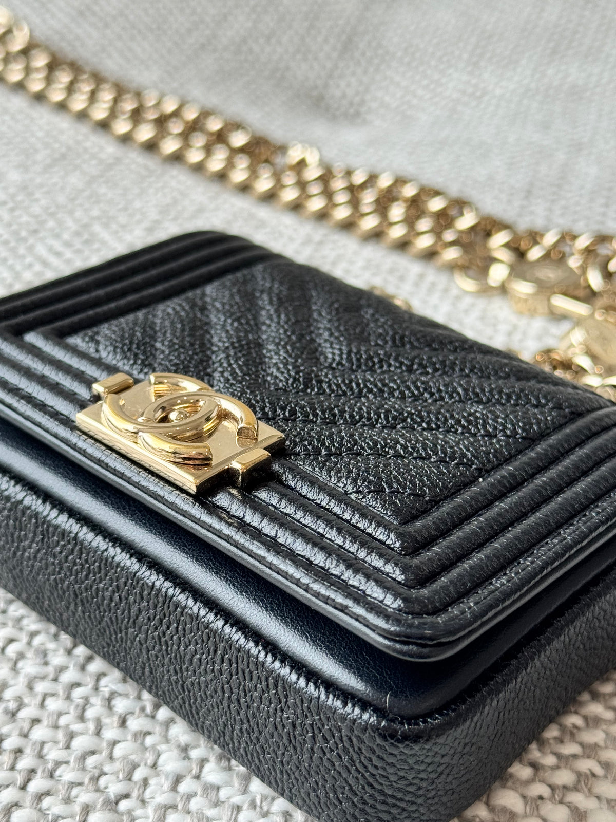 Chanel Boy Chanel Mini Chain Bag Charm – Black Quilted Leather
