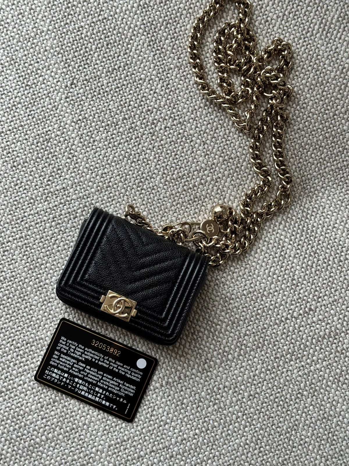 Chanel Boy Chanel Mini Chain Bag Charm – Black Quilted Leather