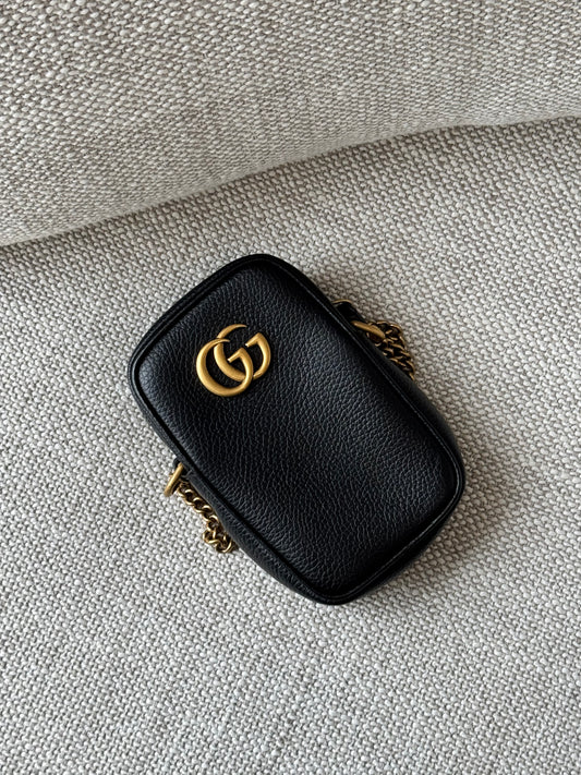 Gucci GG Phone Bag – Black Leather