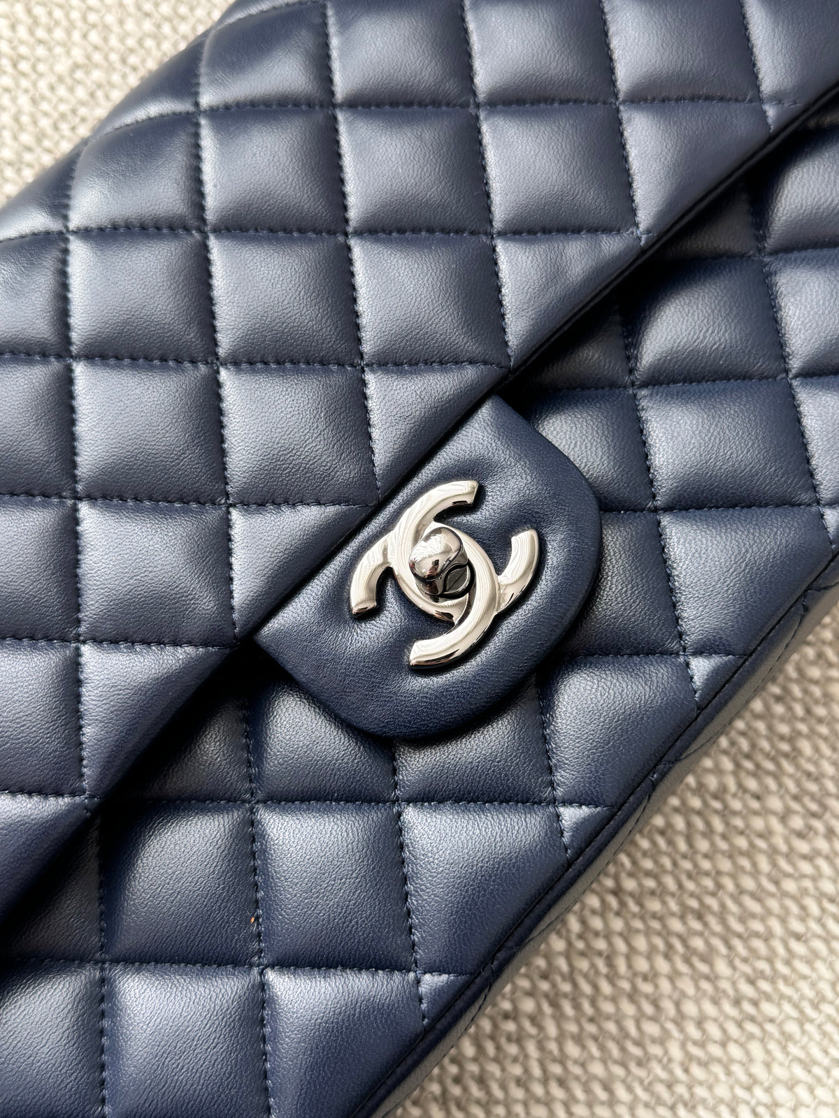 Chanel Classic 11.12 Medium – Blue Lambskin with Silver Hardware