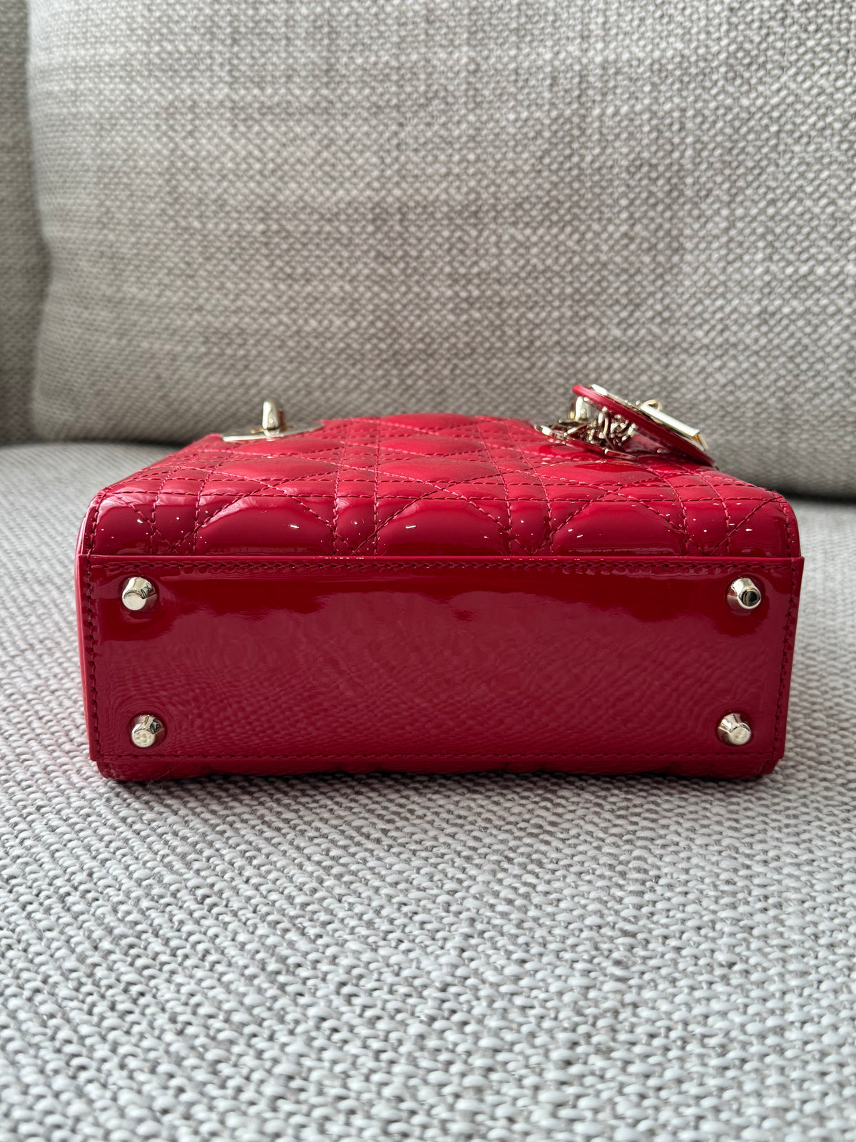 Dior Lady Dior Mini Three-Compartment – Cherry Red Patent Cannage