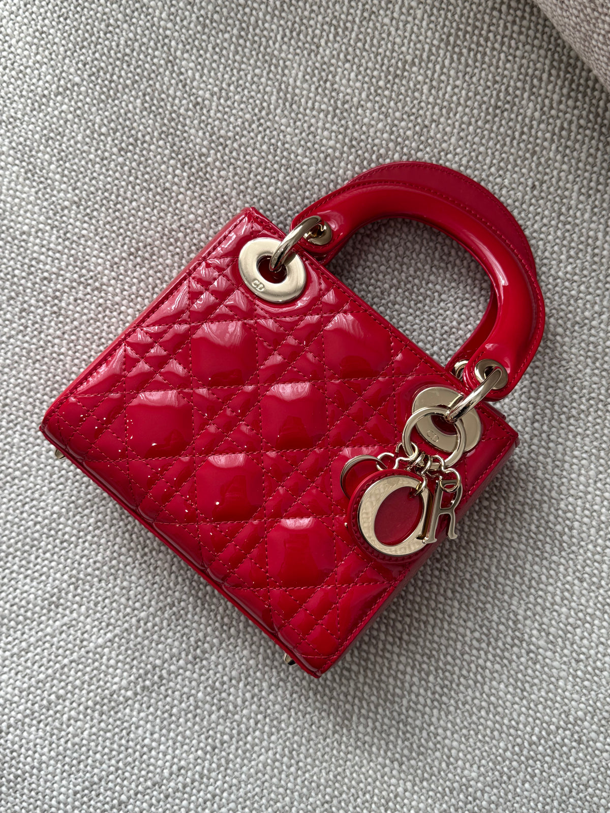 Dior Lady Dior Mini Three-Compartment – Cherry Red Patent Cannage
