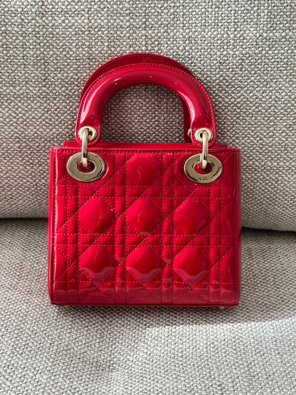 Dior Lady Dior Mini Three-Compartment – Cherry Red Patent Cannage