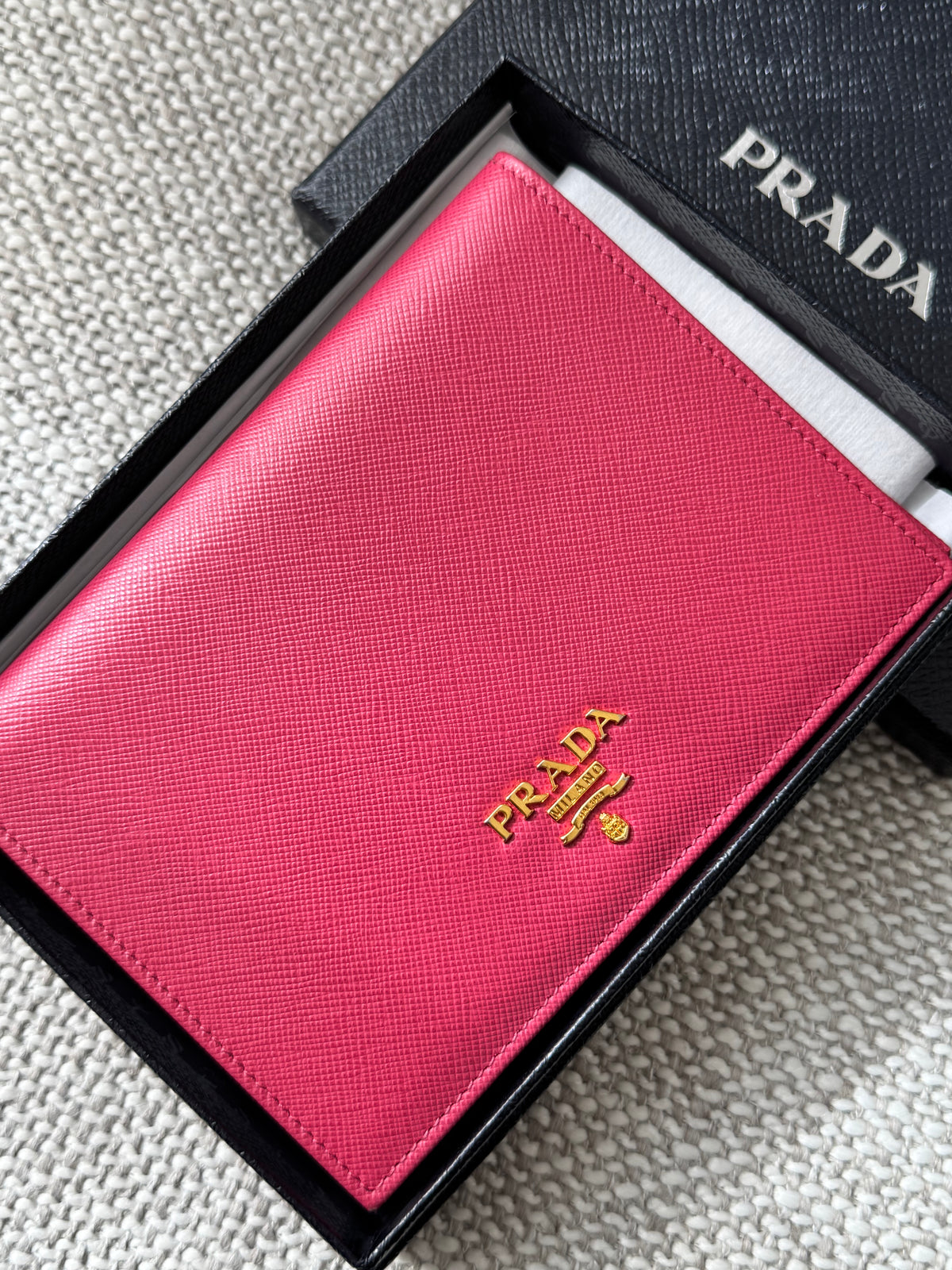 Prada Saffiano Leather Passport Holder – Pink