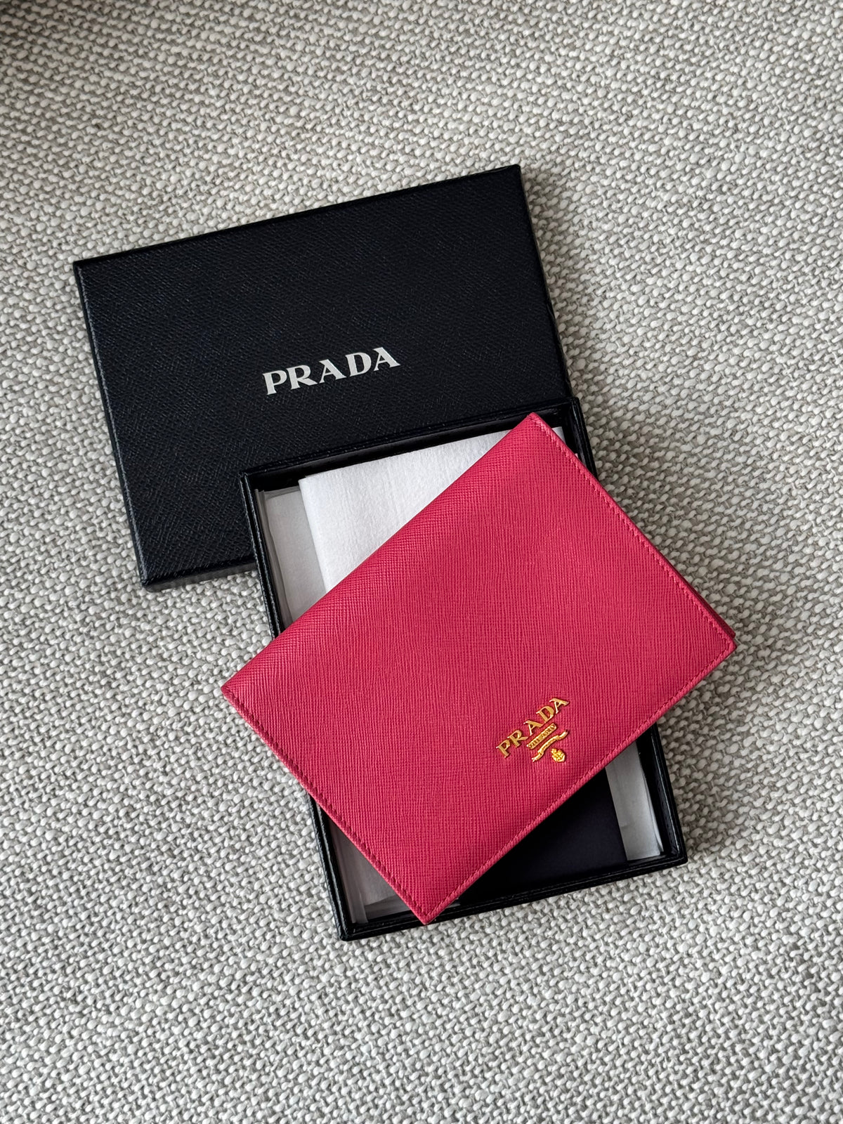 Prada Saffiano Leather Passport Holder – Pink