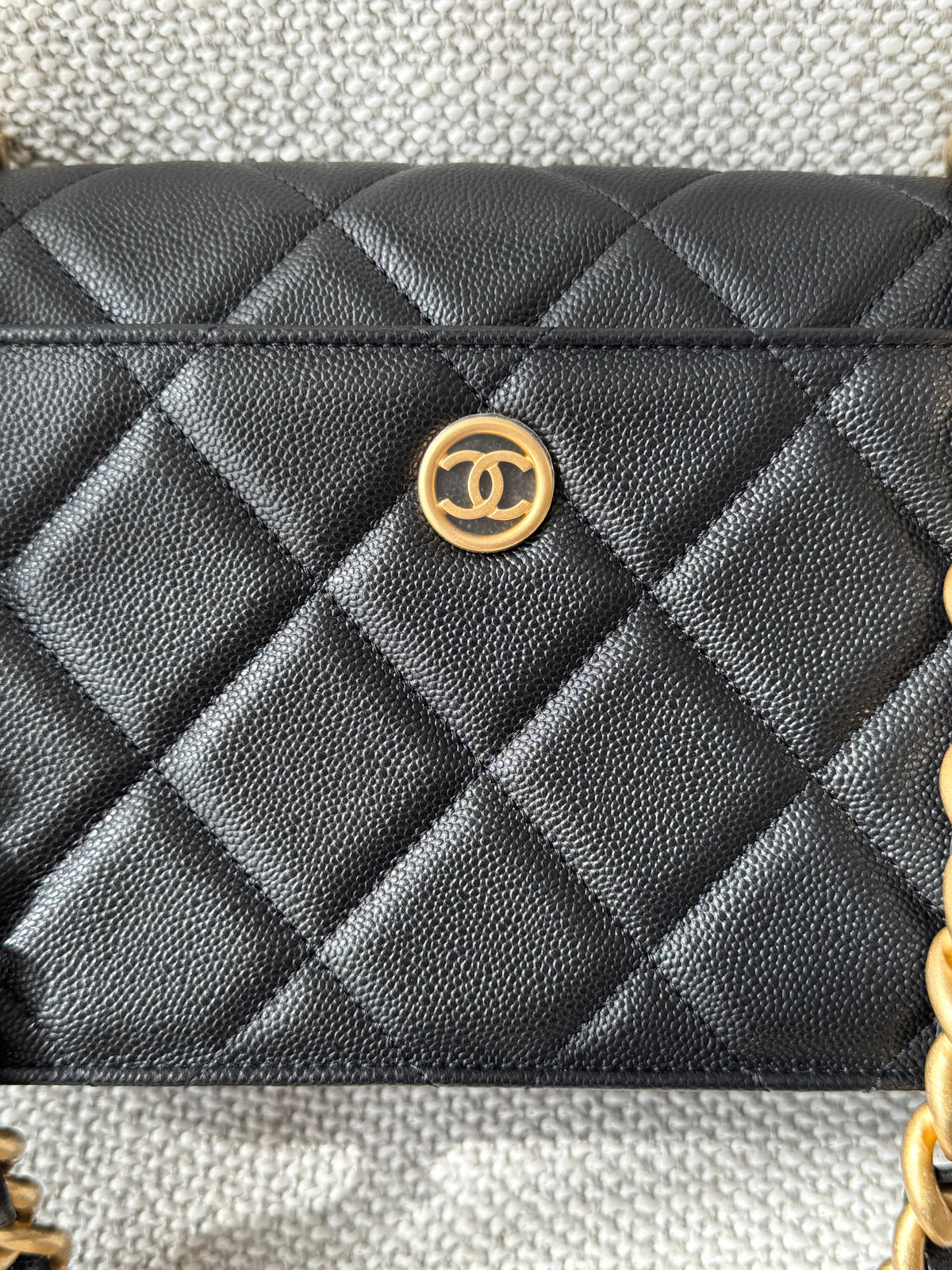 Chanel 24A Flap Bag WOC – Black Grained Calfskin with Gold Hardware