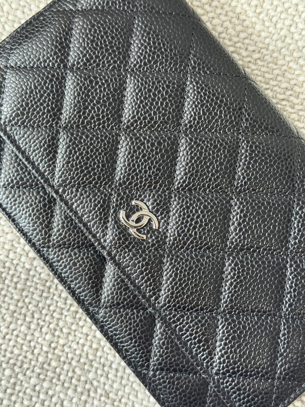 Chanel Classic Wallet on Chain – Black Grained Calfskin with Silver Hardware