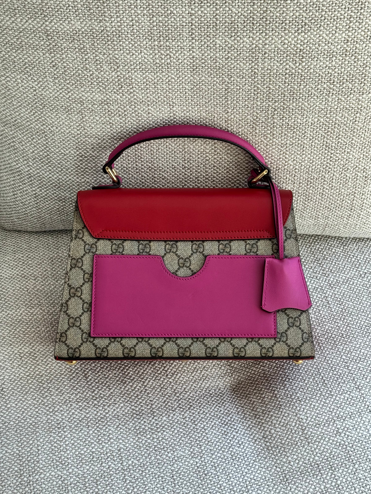 Gucci Padlock GG Supreme Top Handle Bag – Red & Pink