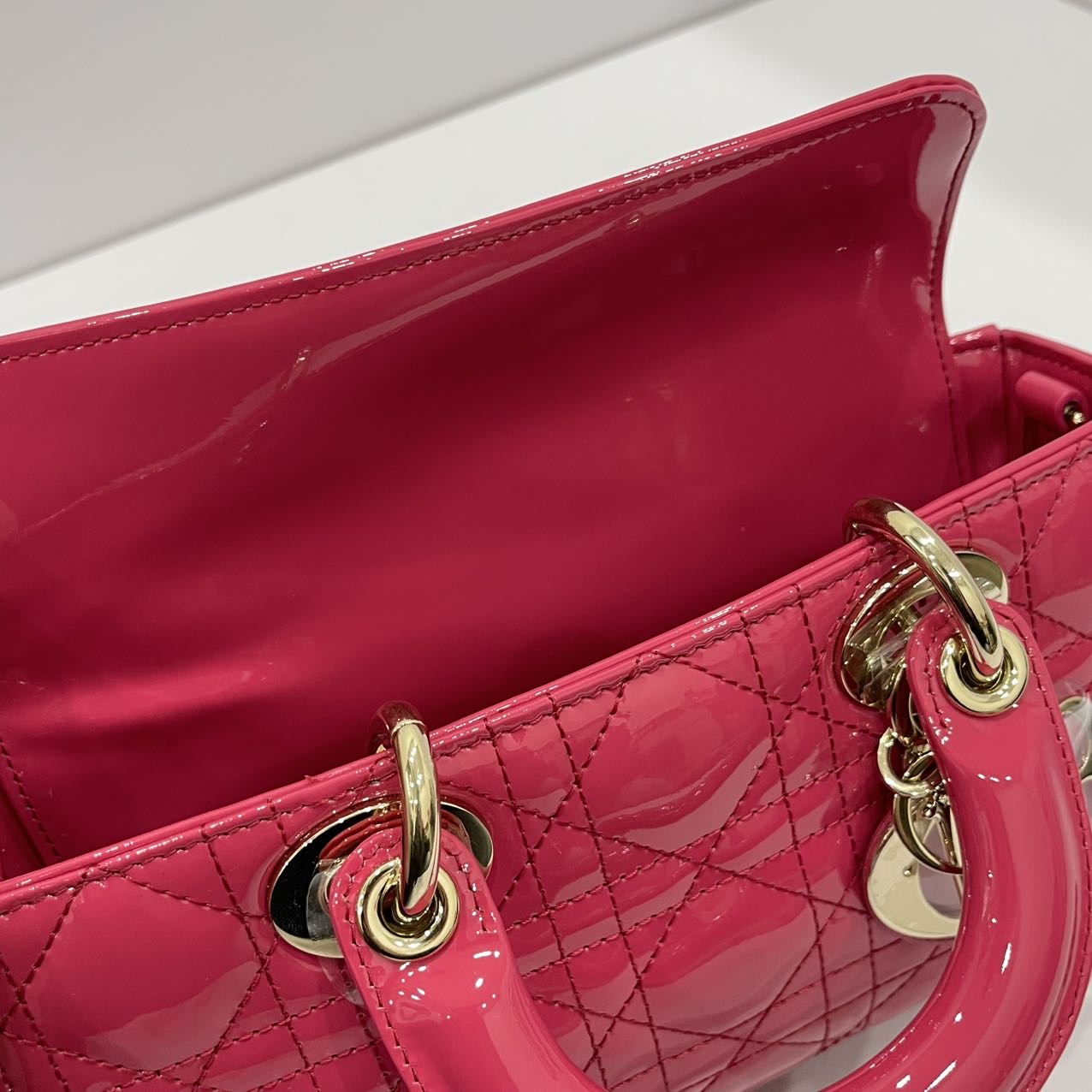 Dior Lady D-Joy Small Bag Lambskin Pink Patent GHW