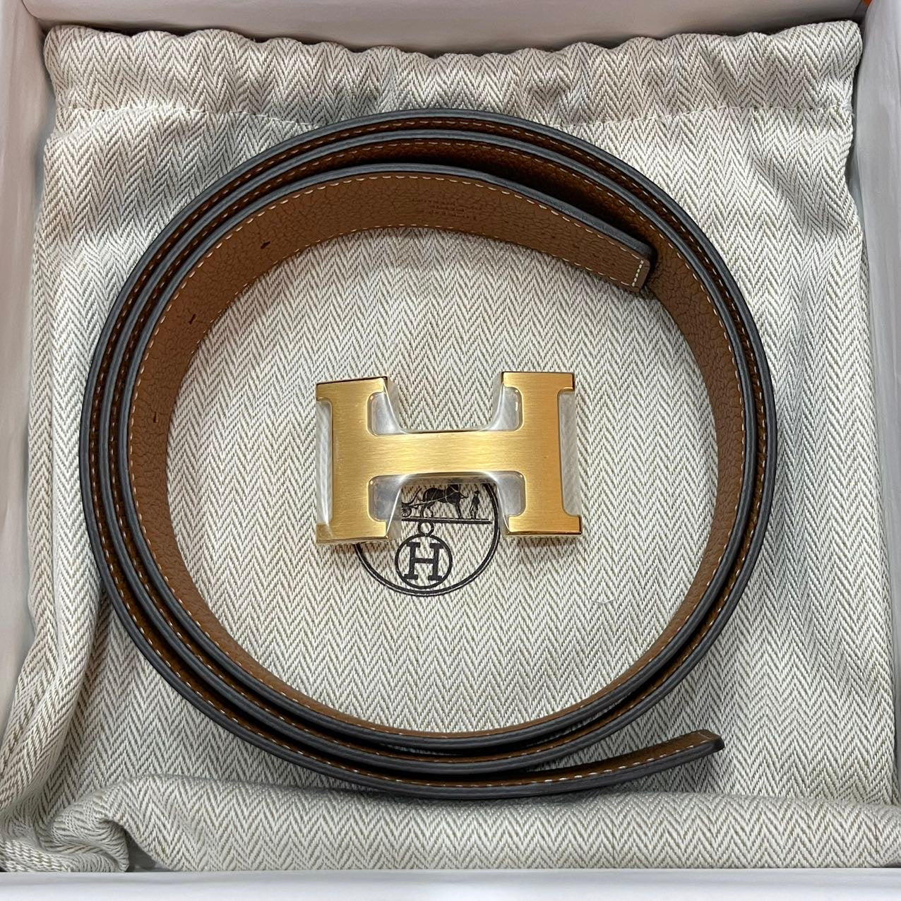 Hermes size 100 constance 32mm belt Brown RGHW