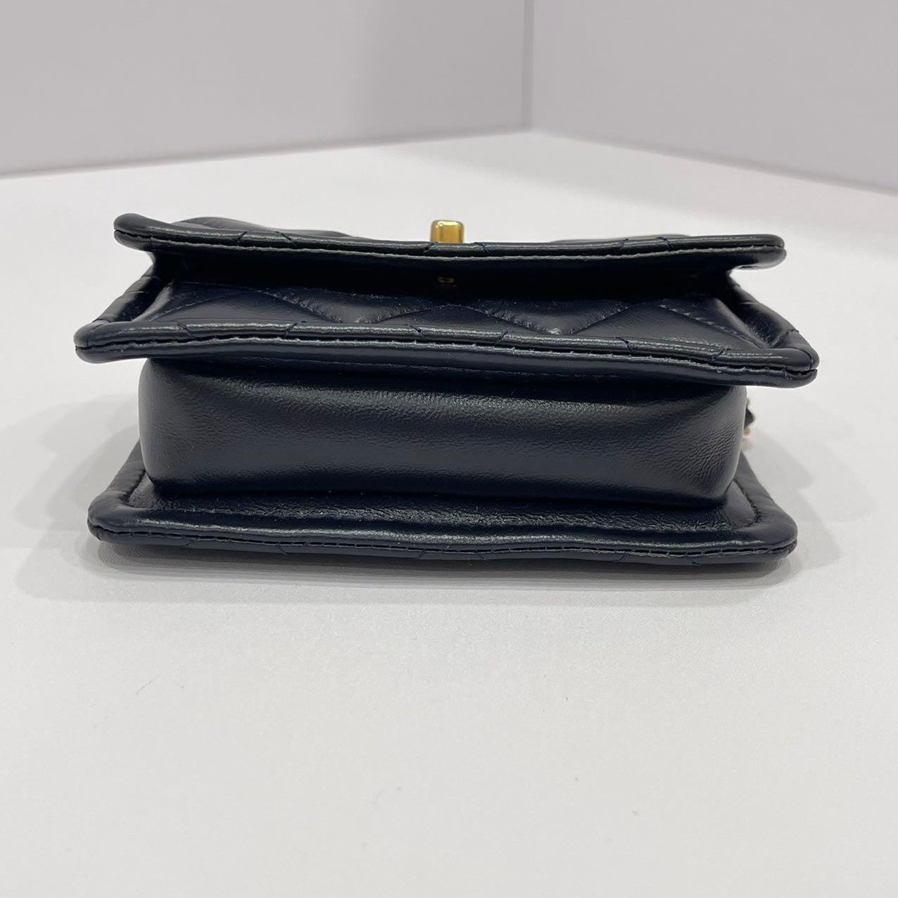 Chanel Flap Coin Purse with Chain Black with GHW Calfskin