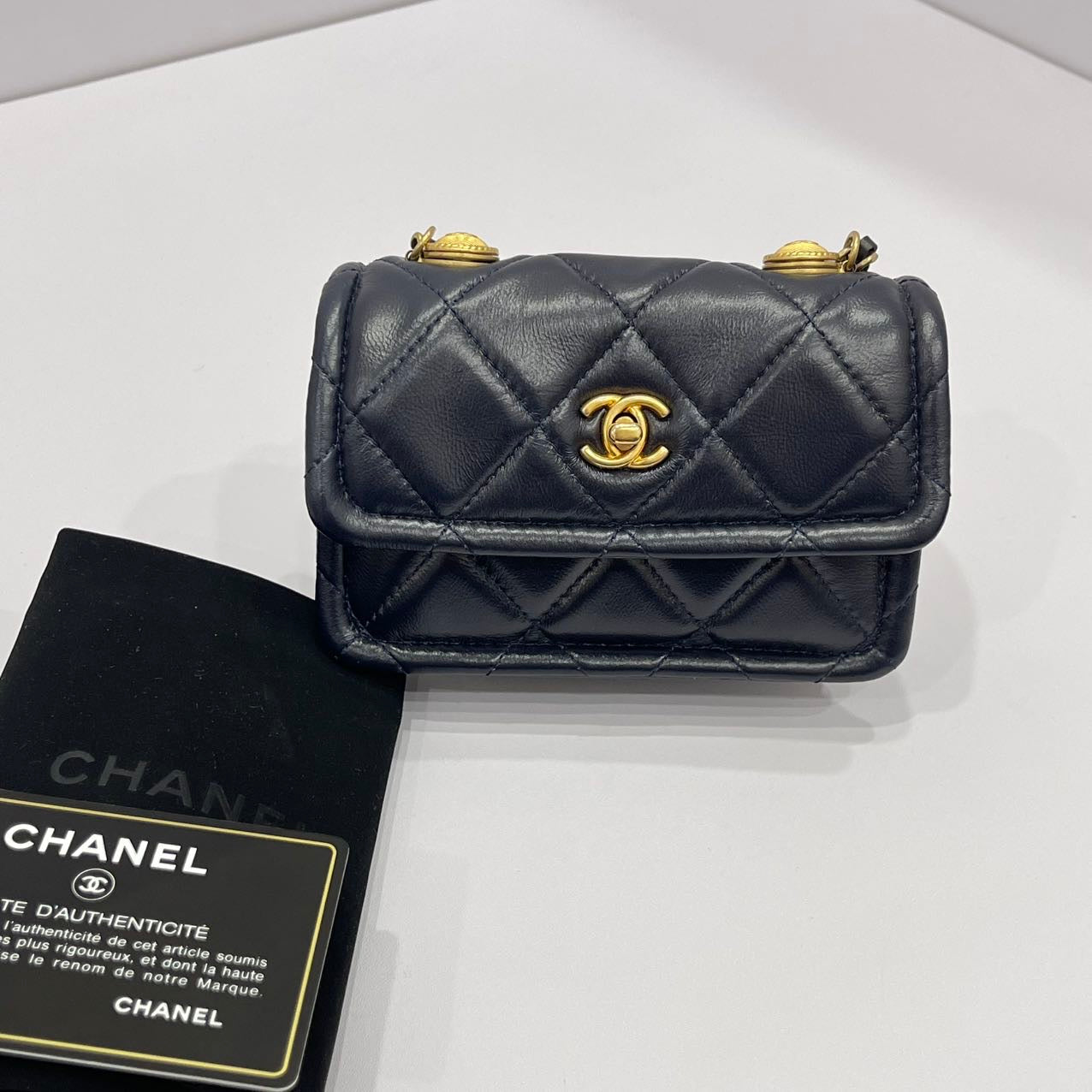Chanel Flap Coin Purse with Chain Black with GHW Calfskin