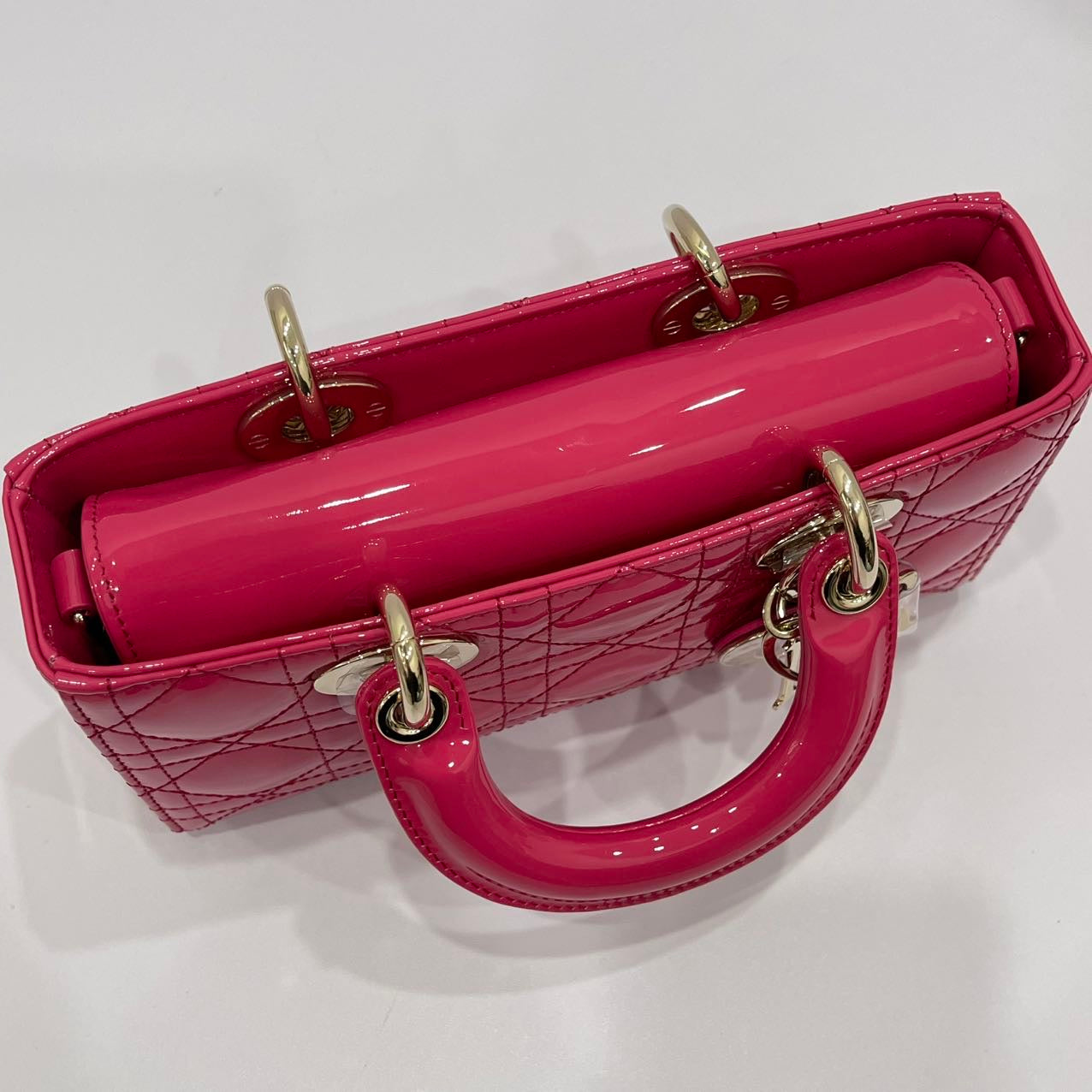 Dior Lady D-Joy Small Bag Lambskin Pink Patent GHW