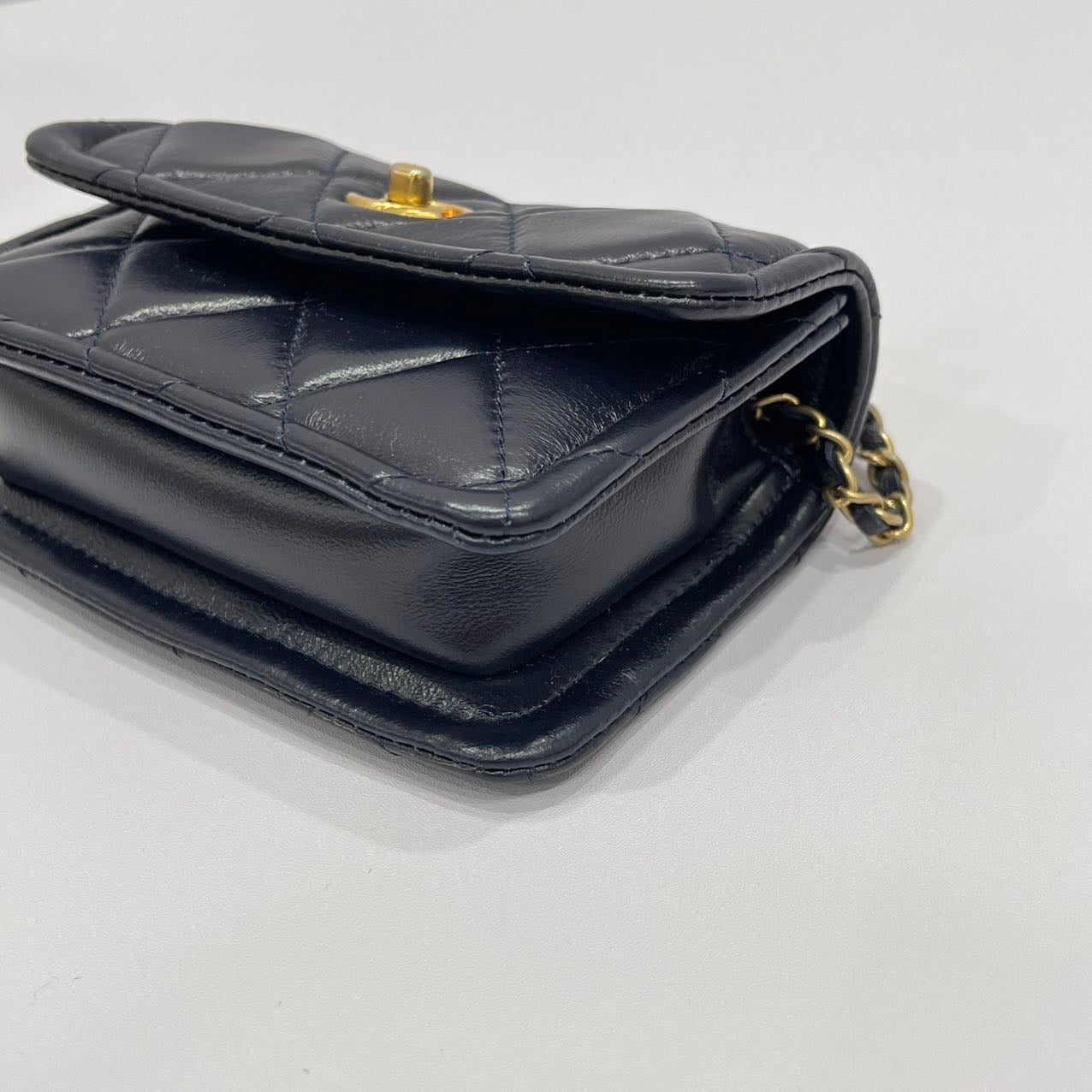 Chanel Flap Coin Purse with Chain Black with GHW Calfskin