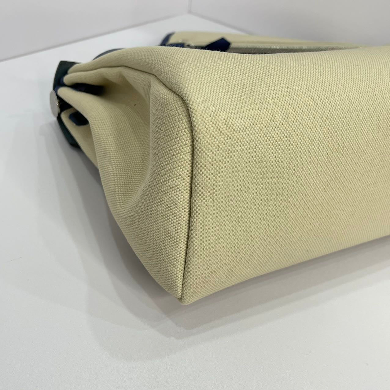 Hermes Herbag 31 Zip Bag Canvas/Hunter Leather Vanille/Naturel - Blue Leather Stamp U