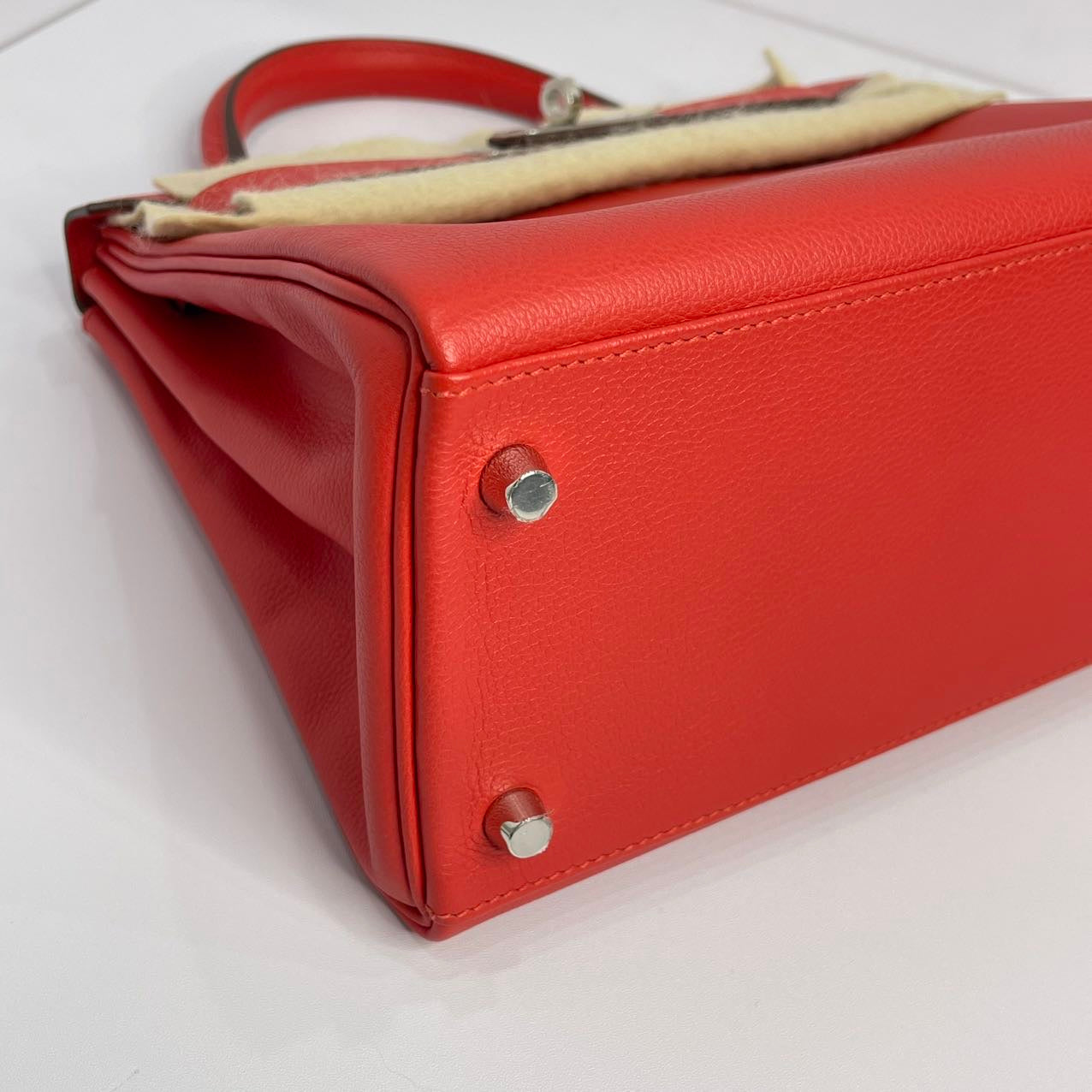 Hermes Kelly 28 Rouge Pivoine S5 Stamp X