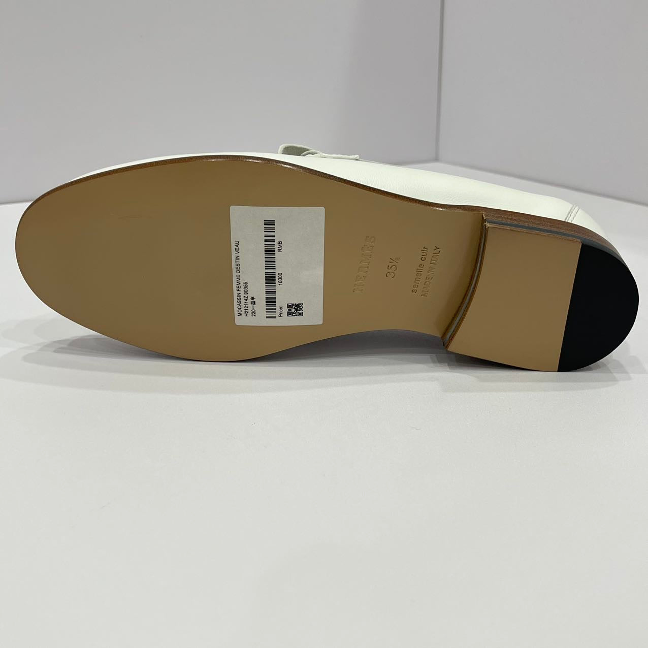 Hermes Size 35.5 Destin Loafer Calfskin White SHW