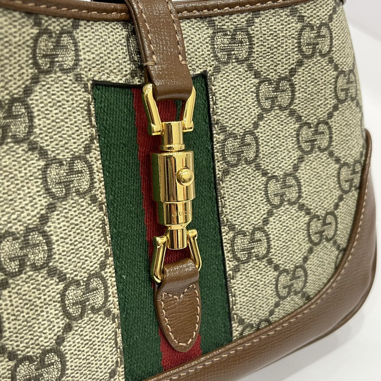 Gucci Jackie 1961 Mini Shoulder Bag GG Supreme Canvas/Calfskin BROWN/Multicolour GHW