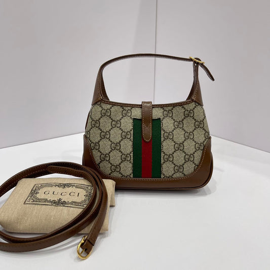 Gucci Jackie 1961 Mini Shoulder Bag GG Supreme Canvas/Calfskin BROWN/Multicolour GHW