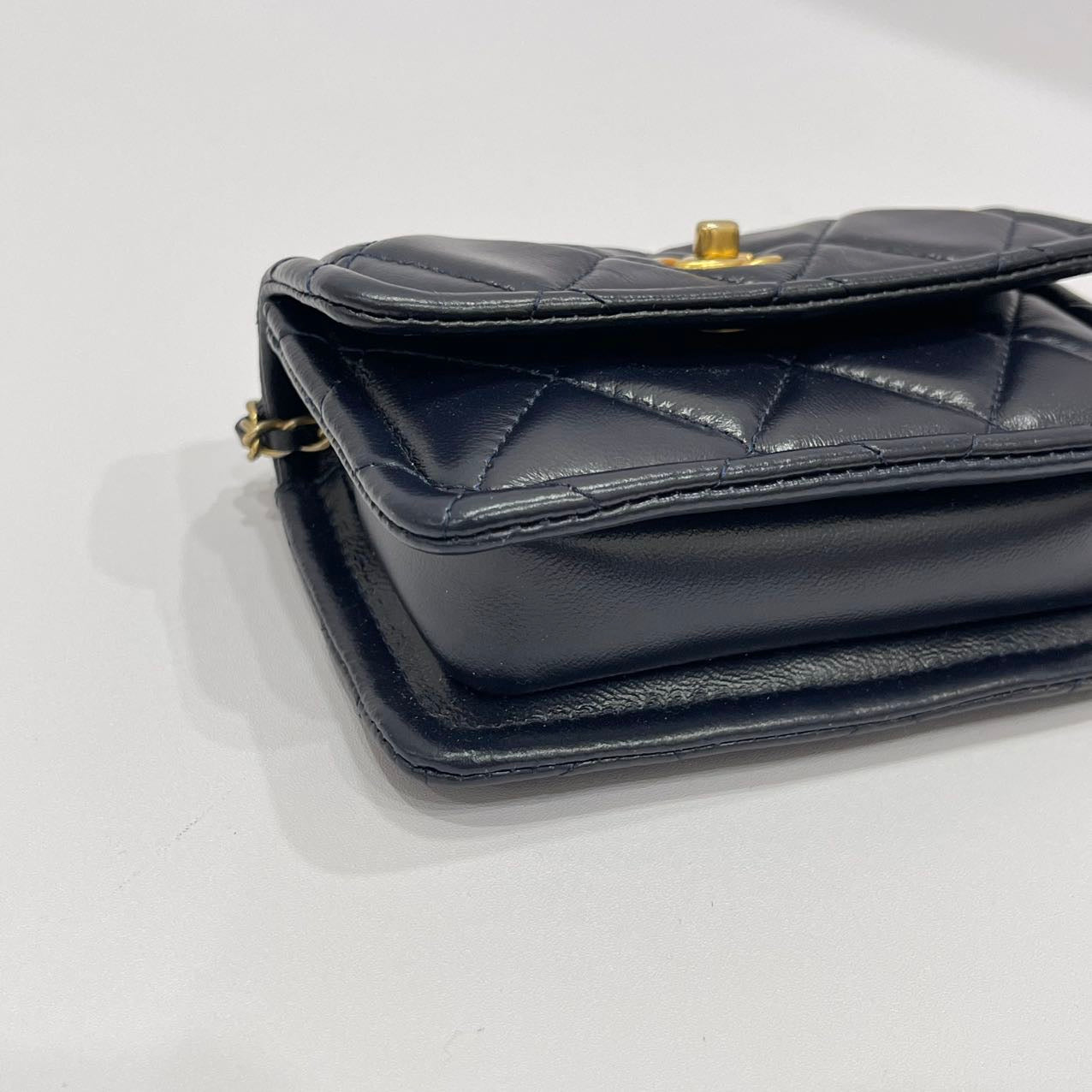 Chanel Flap Coin Purse with Chain Black with GHW Calfskin