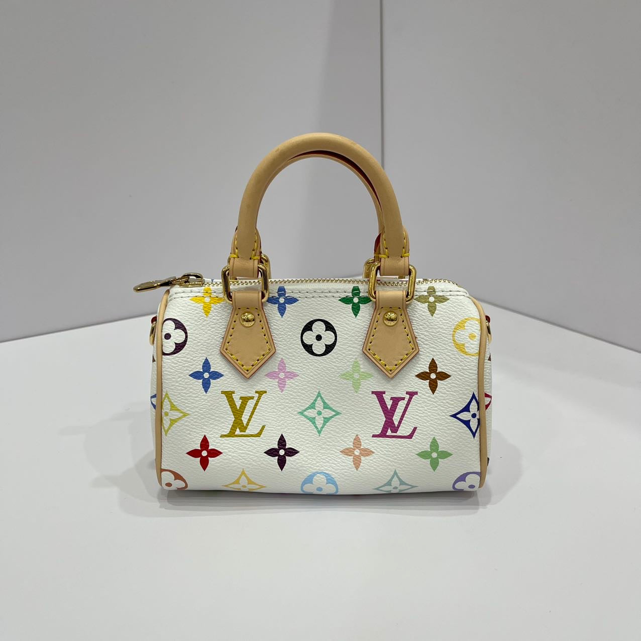 Louis Vuitton x Takashi Murakami Nano Speedy Multicoloured Monogram Canvas White GHW