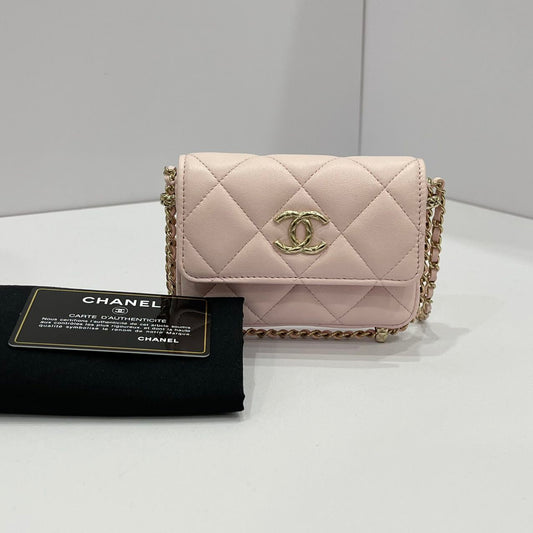 Chanel 22s Mini Wallet With Chain Pink GHW