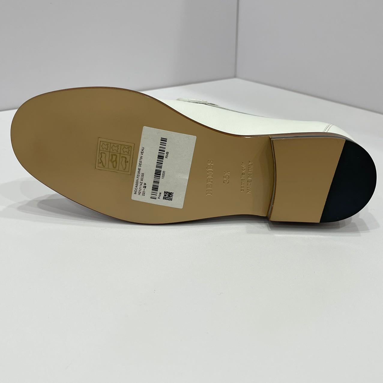 Hermes Size 35.5 Destin Loafer Calfskin White SHW